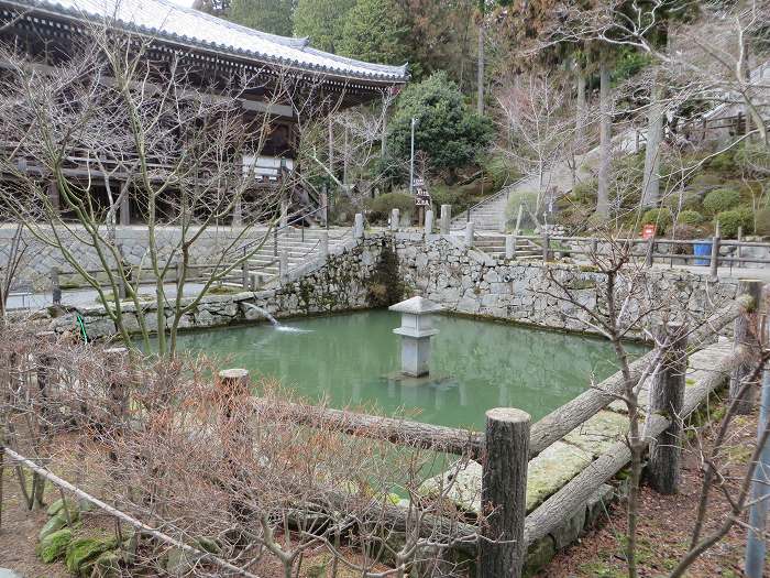 加東市平木/御嶽山清水寺放生池と大講堂写真